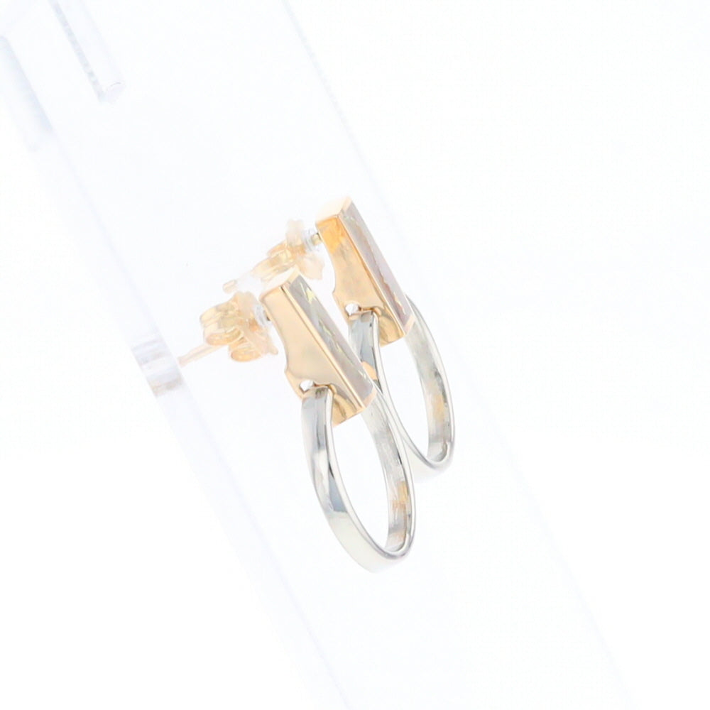 Gold Quartz Rectangle Inlaid Knocker Earrings - G2