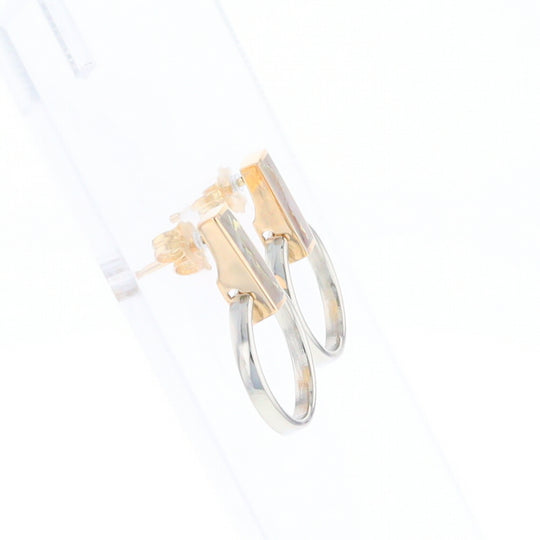 Gold Quartz Rectangle Inlaid Knocker Earrings - G2