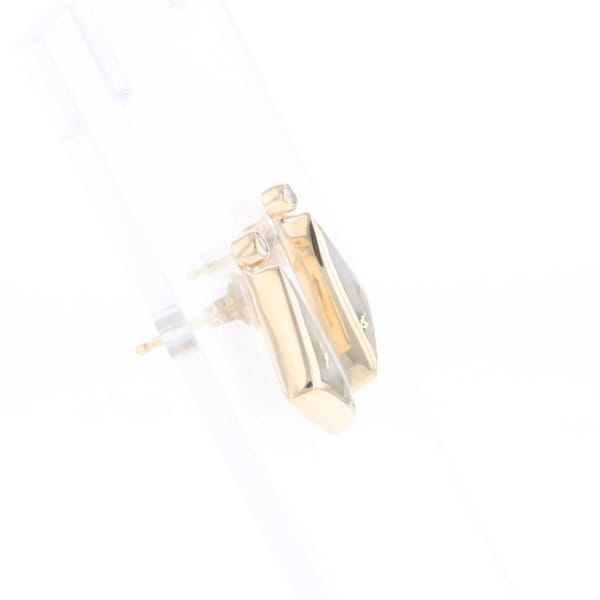 Gold Quartz Earrings Triangle Shape Inlaid with .04ct Round Diamonds - G2