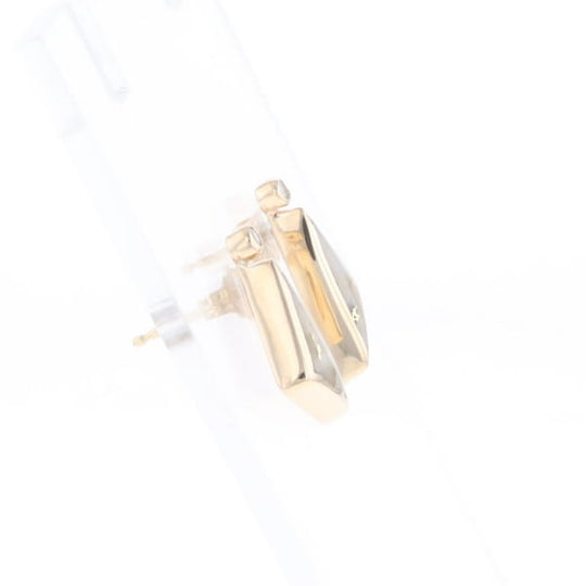 Gold Quartz Earrings Triangle Shape Inlaid with .04ct Round Diamonds - G2