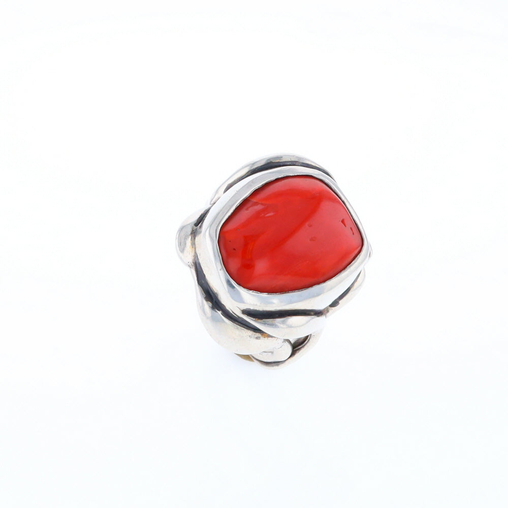 Native Oval Coral Free Form Ring