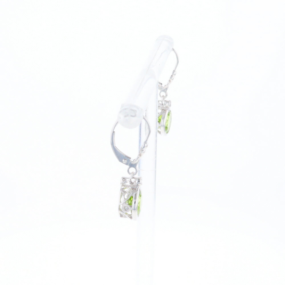 Peridot Dangle Earrings with Diamond Accents