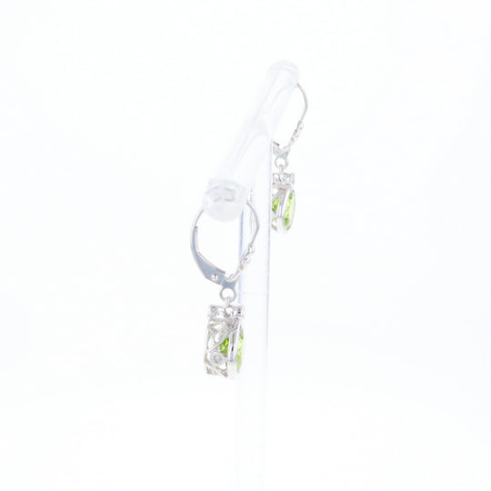 Peridot Dangle Earrings with Diamond Accents
