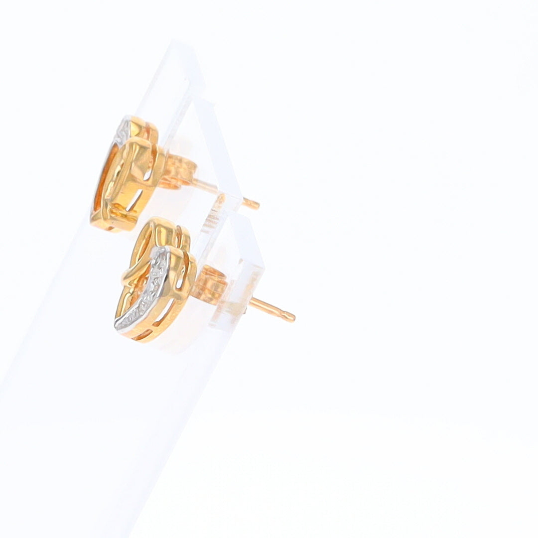 10K Two-Tone Gold Heart and Diamond Earrings