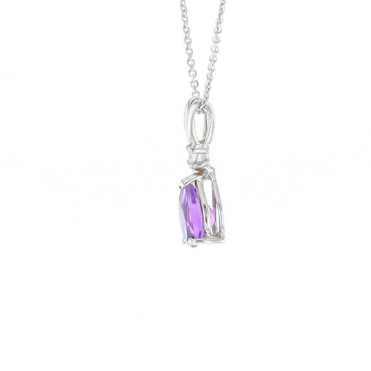 Amethyst Pear Ribbon Necklace