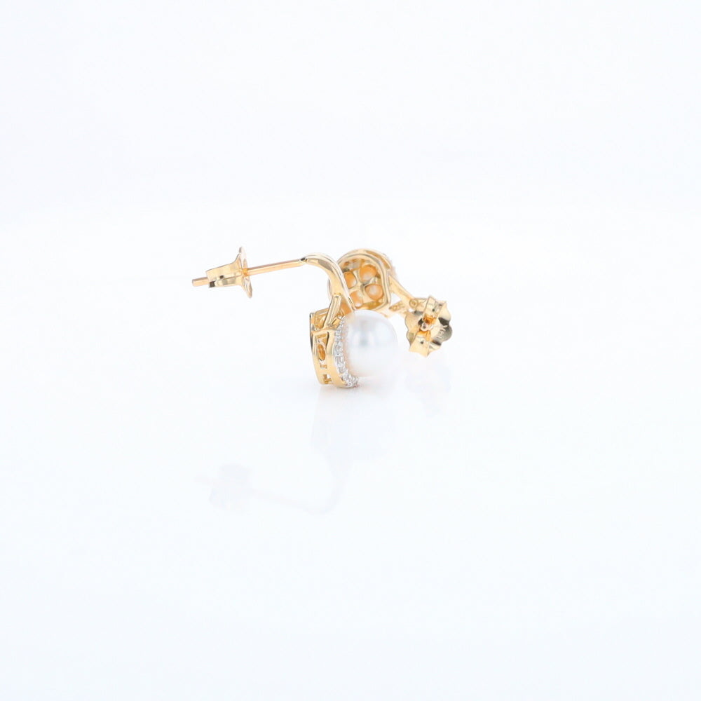 Pearl Drop Earrings with Diamond Halos