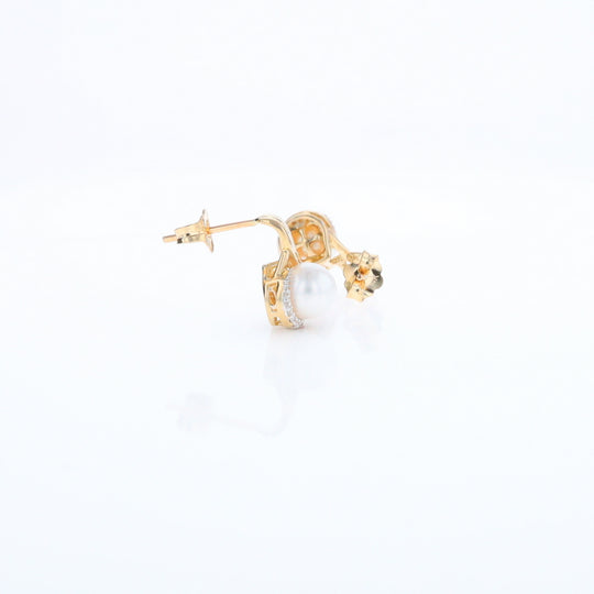 Pearl Drop Earrings with Diamond Halos