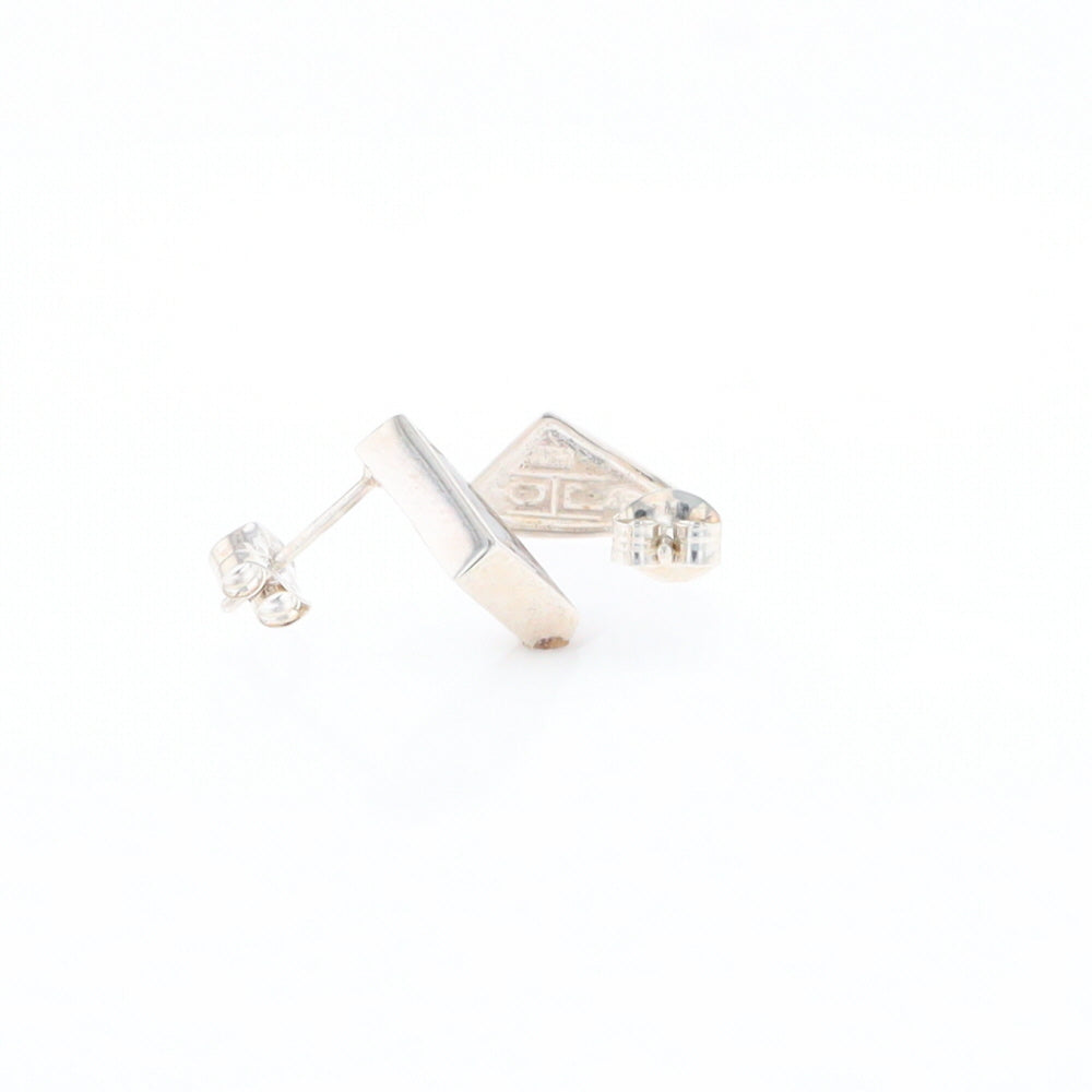 Sterling Silver Gold Quartz Inlaid Triangle Stud Earrings - G3