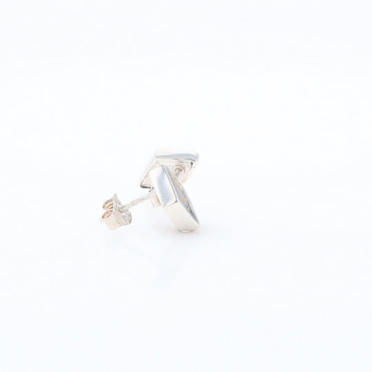 Sterling Silver Gold Quartz Inlaid Diamond Stud Earrings - G3