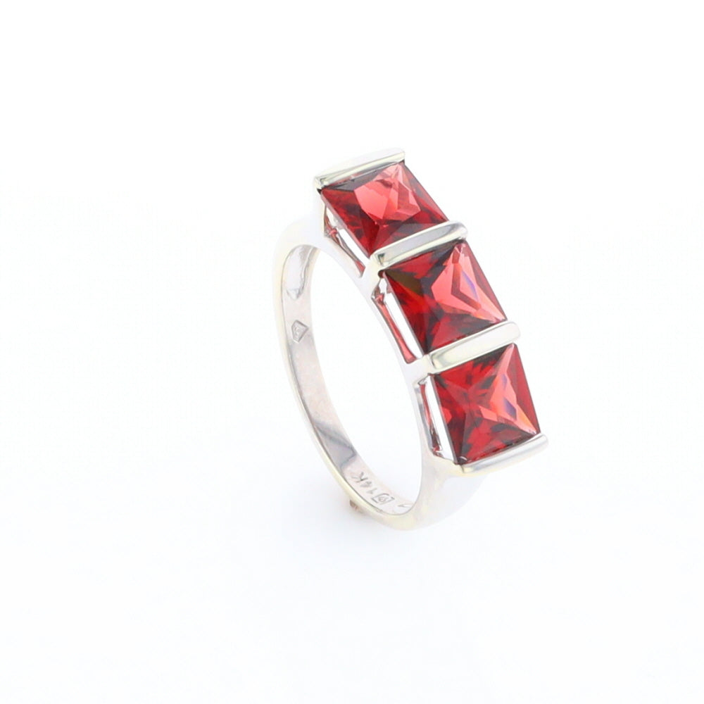 Three Square Garnet Ring