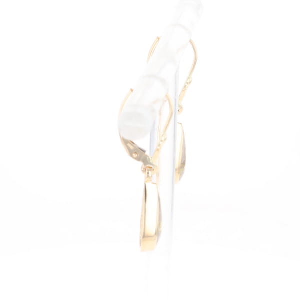 Gold Quartz Earrings Tear Drop Inlaid Lever Backs - G3