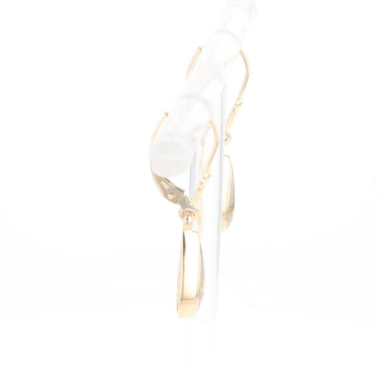 Gold Quartz Earrings Tear Drop Inlaid Lever Backs - G3