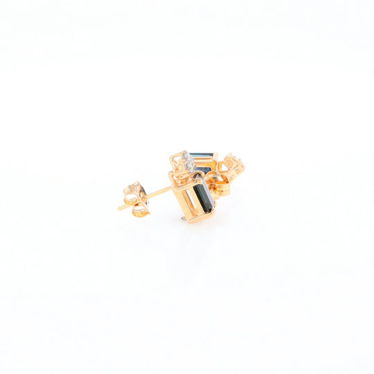 Rectangle Blue Sapphire Stud Earrings