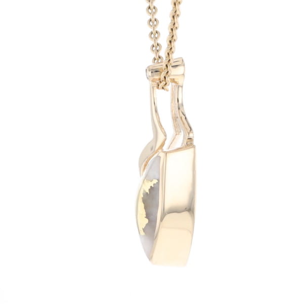 Gold Quartz Triangulare Inlaid Pendant with Diamond Accent