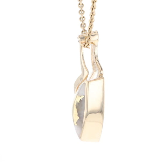 Gold Quartz Triangulare Inlaid Pendant with Diamond Accent