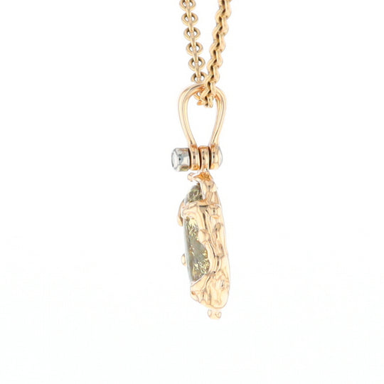 Serpentine & Gold Quartz Freeform Pendant