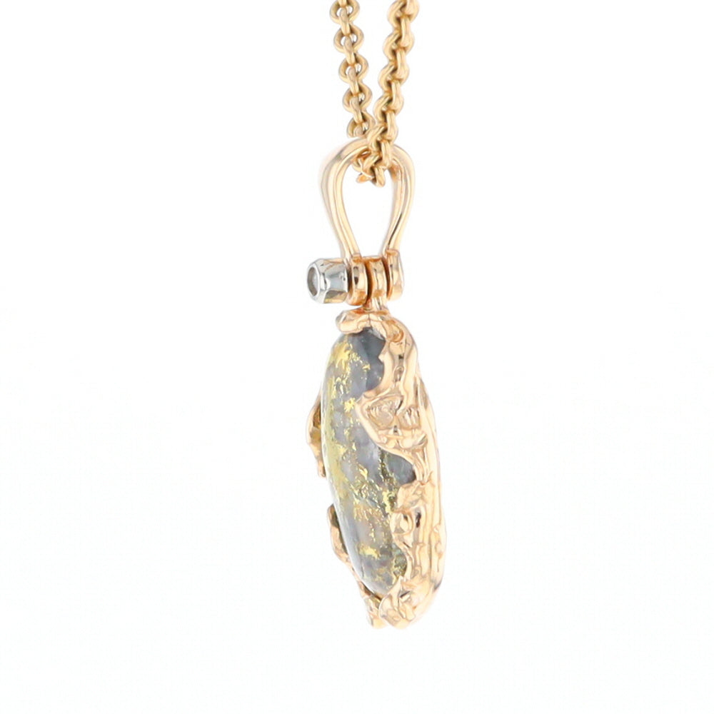 Serpentine & Gold Quartz Freeform Pendant