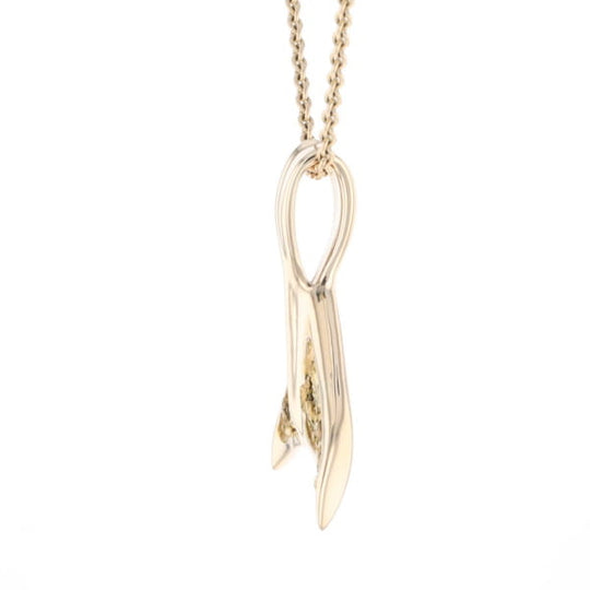 Whale Tail Natural Gold Nuggets Inlaid Pendant XL
