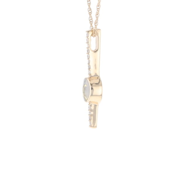 Diamond Bar Gold Quartz Round Inlaid Pendant G2