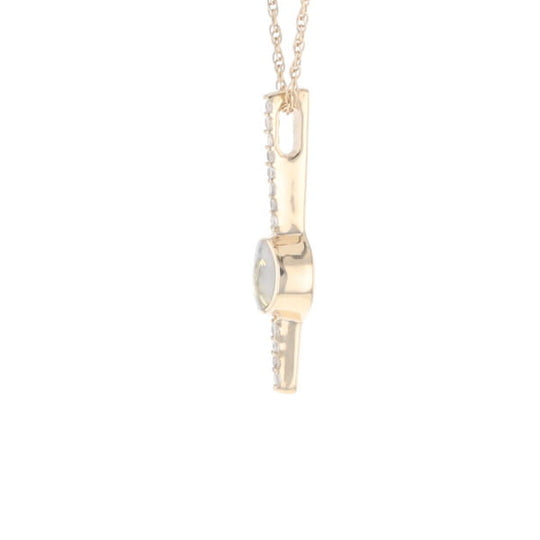 Diamond Bar Gold Quartz Round Inlaid Pendant G2