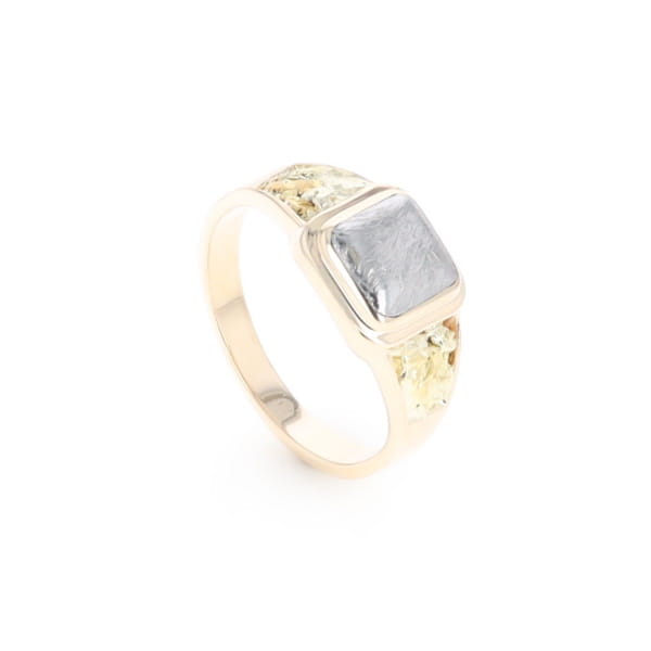 Meteorite & Gold Nugget Ring