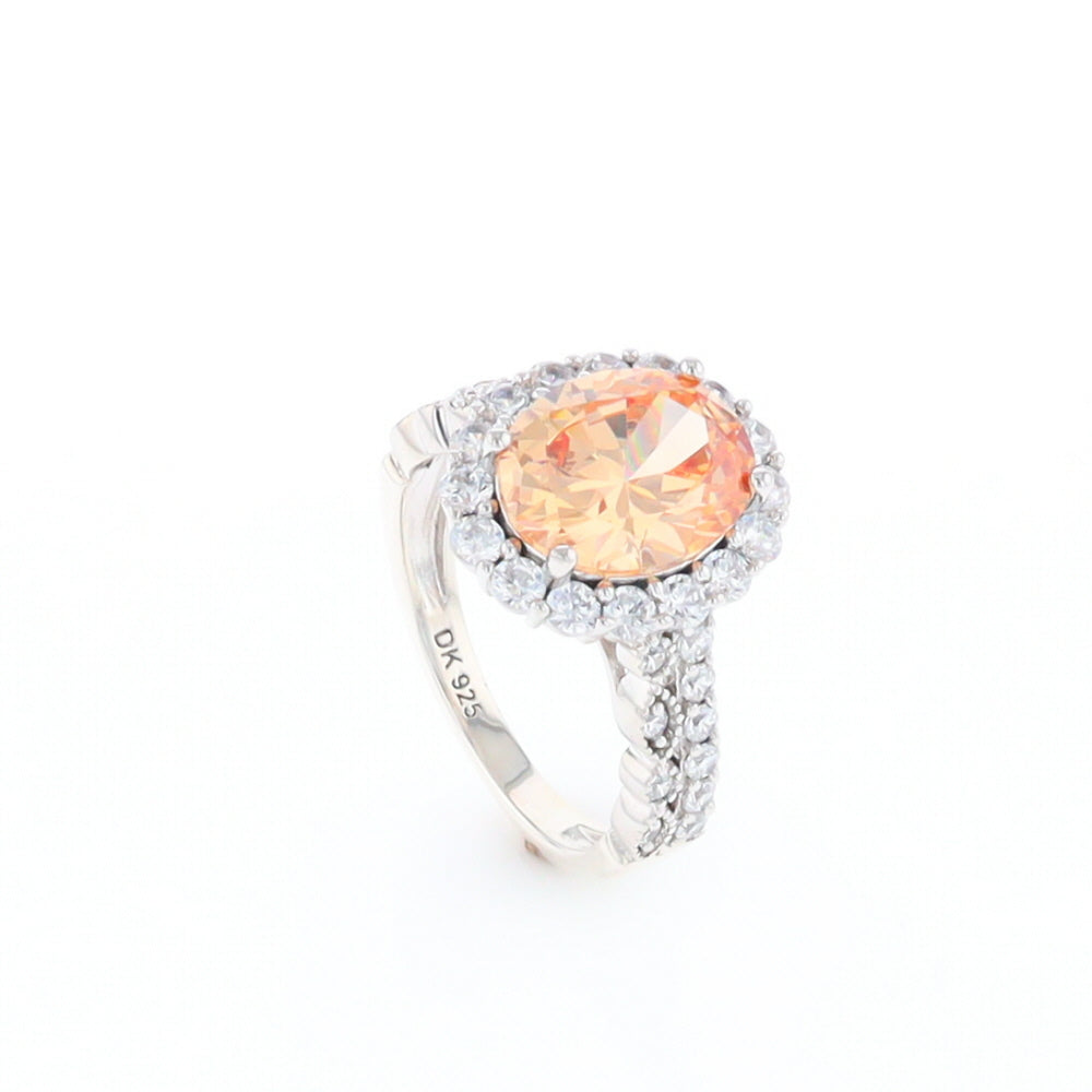 Peach Imitation Topaz Halo Ring