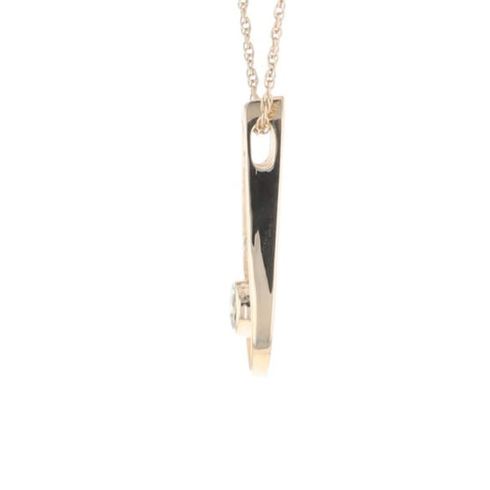 Open Teardrop Round Gold Quartz Inlaid Pendant