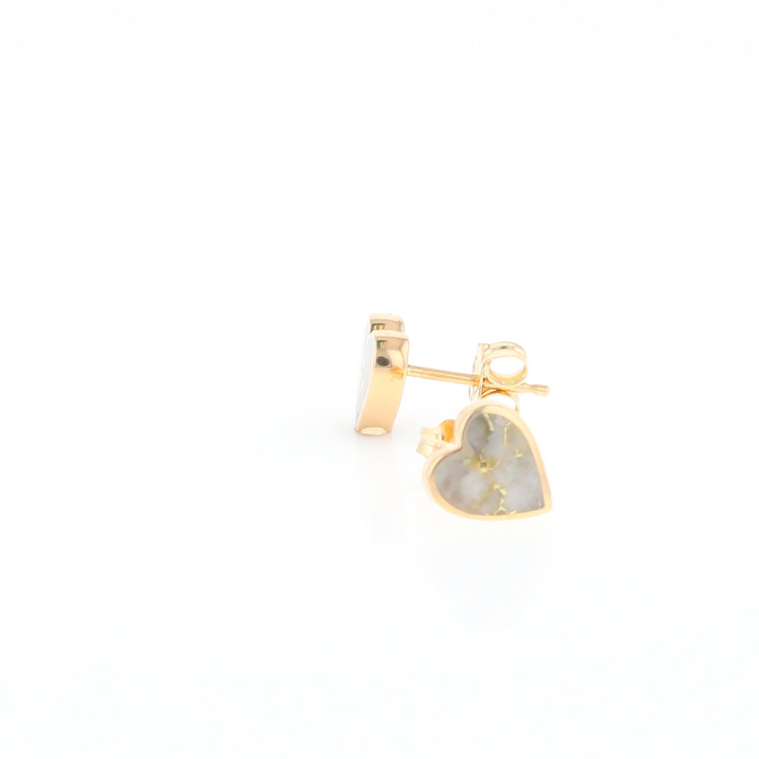 Gold Quartz Heart Stud Earrings - G2