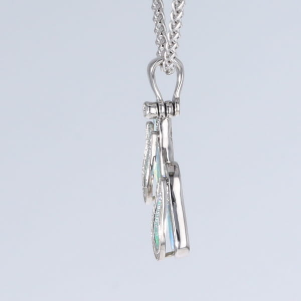 Opal Pendant Sandals Double Inlaid Design with .02ct Round Diamond