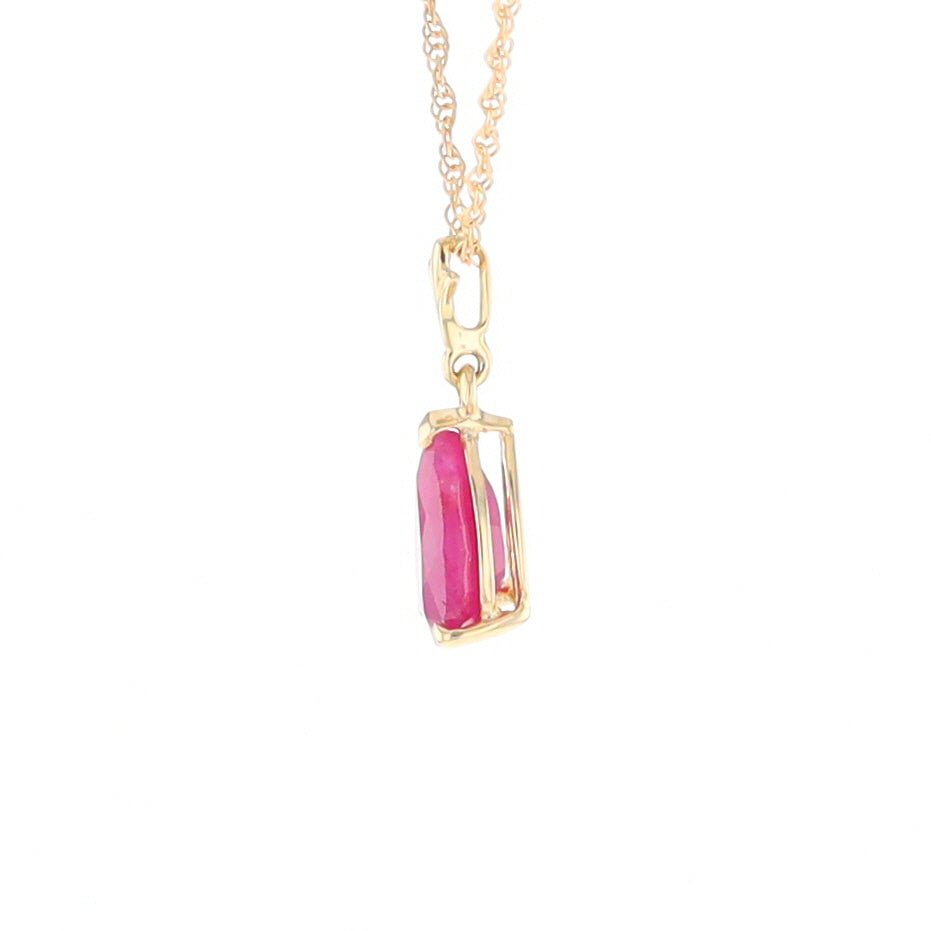 Pear Ruby Solitaire Necklace