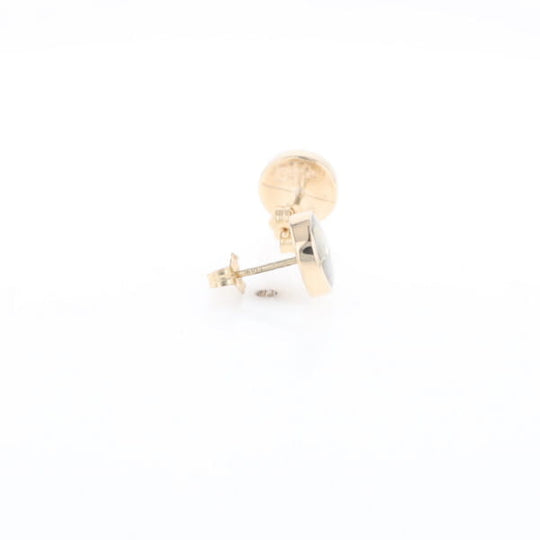 Gold Quartz Earrings 9mm Round Inlaid Studs - G2