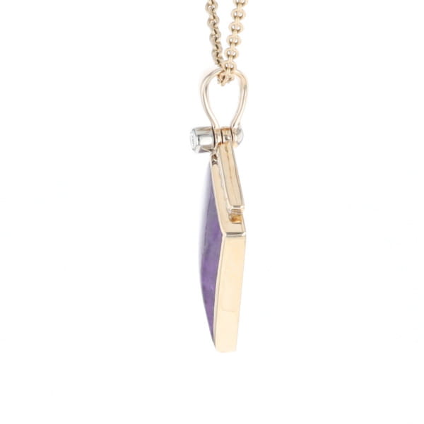 Sugilite Kite Shape Inlaid Pendant with 0.19ctw Diamonds