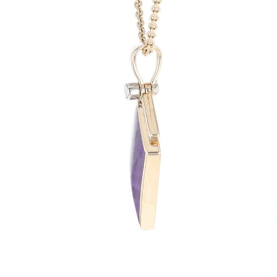 Sugilite Kite Shape Inlaid Pendant with 0.19ctw Diamonds