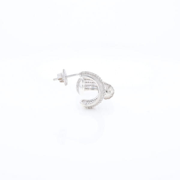 Diamond Half Hoop Stud Earrings