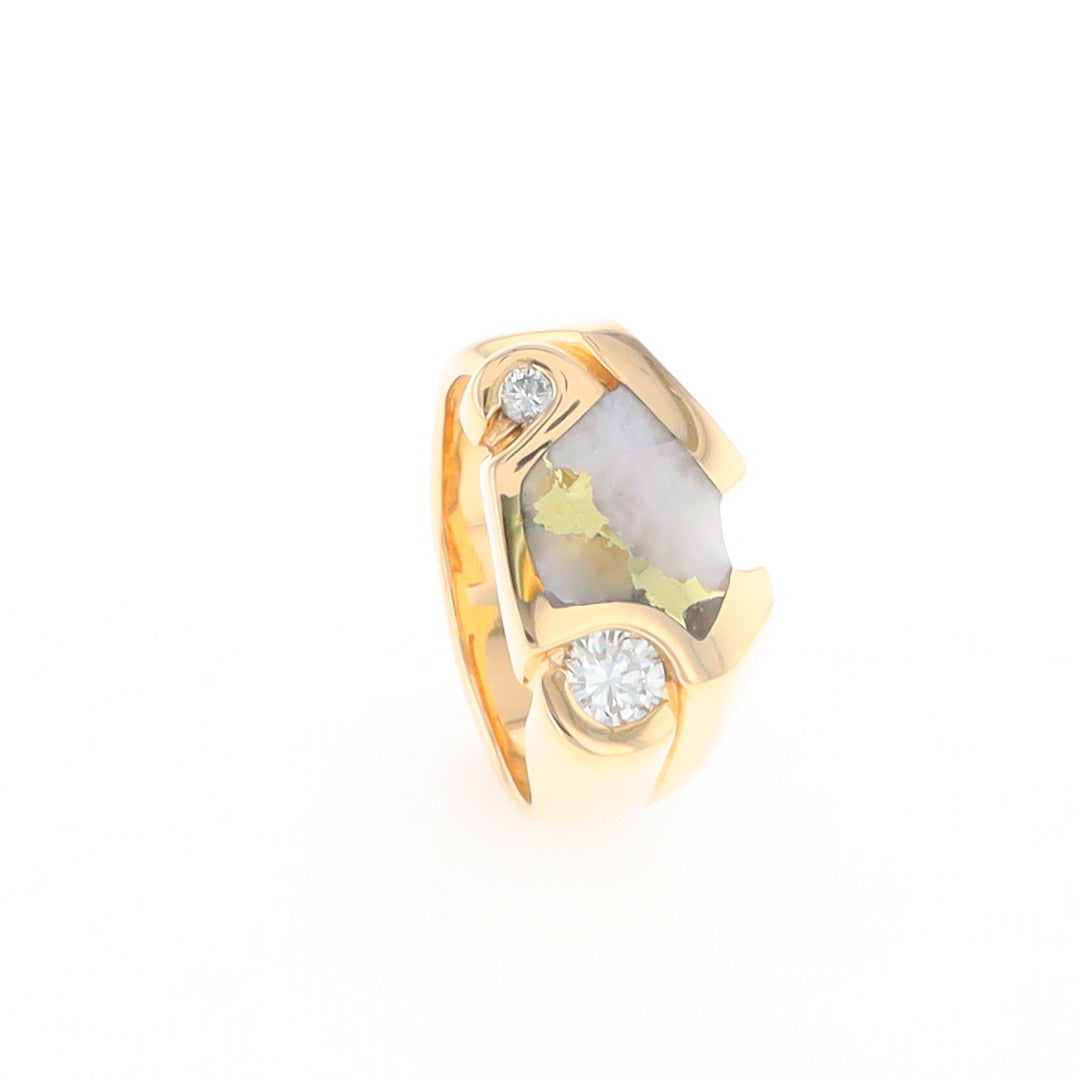 Gold Quartz Ring Geometric Shape Inlaid with 0.30ctw Round Diamonds