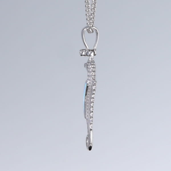 Opal Pendant Inlaid Realistic Sea Horse Design