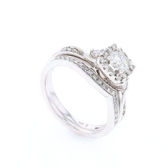 Diamond Wedding Set with Matching Shadow Band