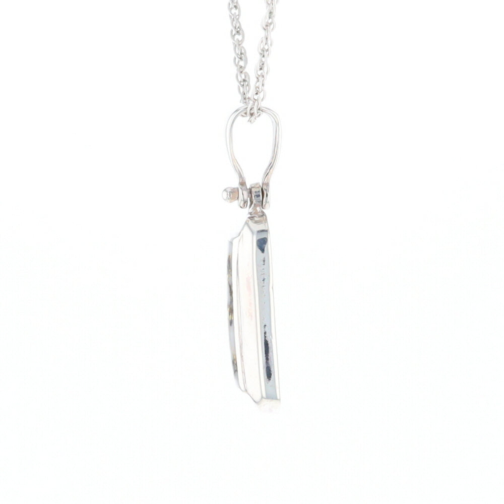 Sterling Silver Gold Quartz Invlaid Rectangle Bar Pendant - G3