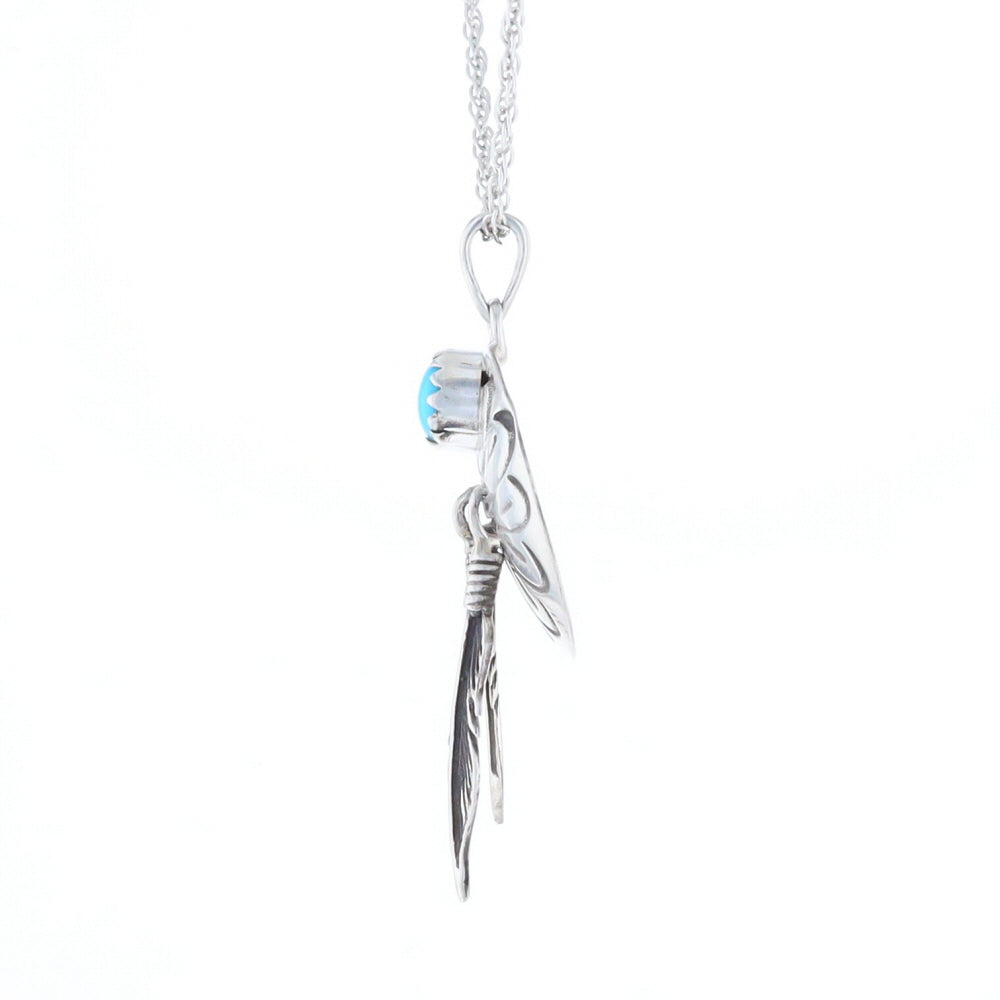 Turquoise Dream Catcher Feather Pendant