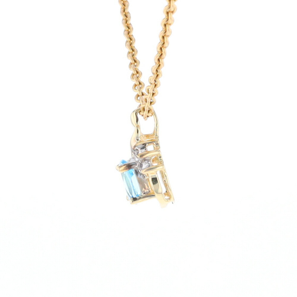 Pear Blue Topaz Diamond Pendant