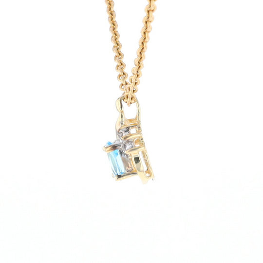 Pear Blue Topaz Diamond Pendant