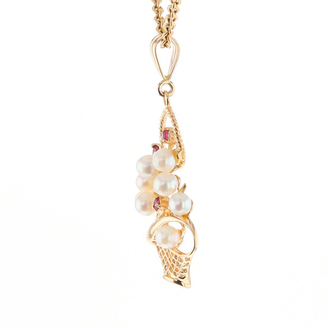 Pearl and Ruby Basket Pendant