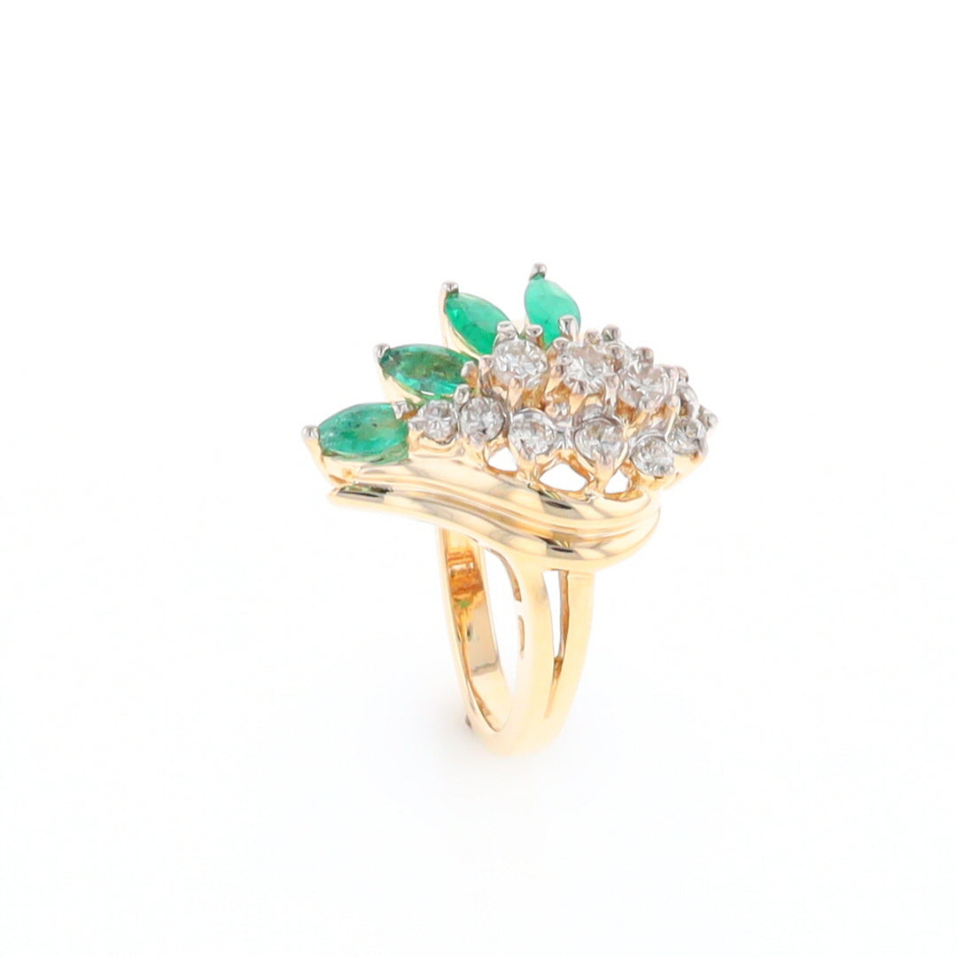 Emerald and Diamond Cluster Ring