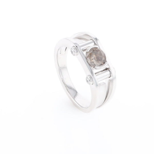 Men's Contemporary White Gold Industrial Brown Diamond Ring