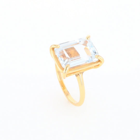 Emerald Cut Blue Topaz Ring