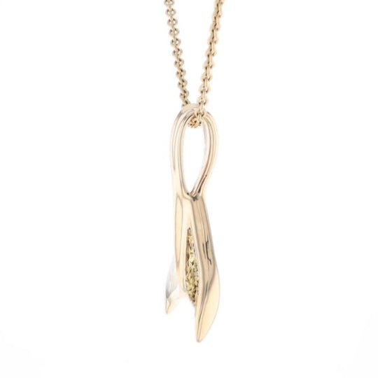 Whale Tail Necklaces Natural Gold Quartz and Nuggets Inlaid Pendant