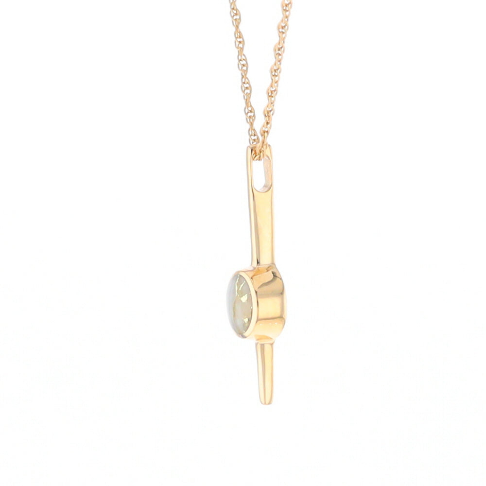 Gold Quartz Necklace Bar Design Round Superior Quality Inlaid Pendant