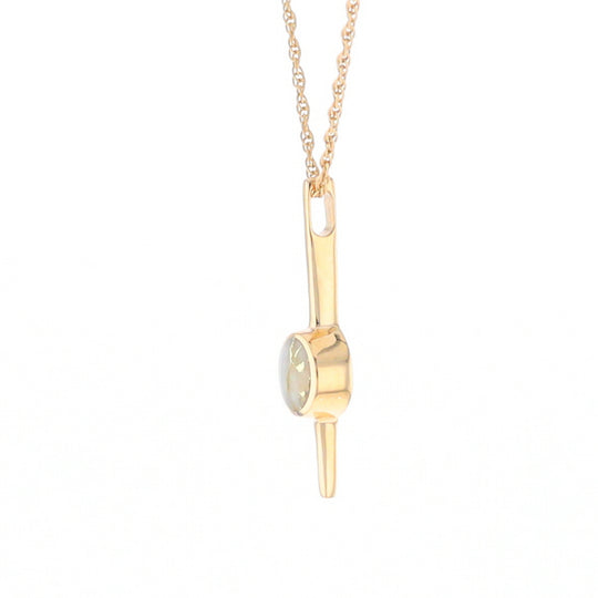 Gold Quartz Necklace Bar Design Round Superior Quality Inlaid Pendant