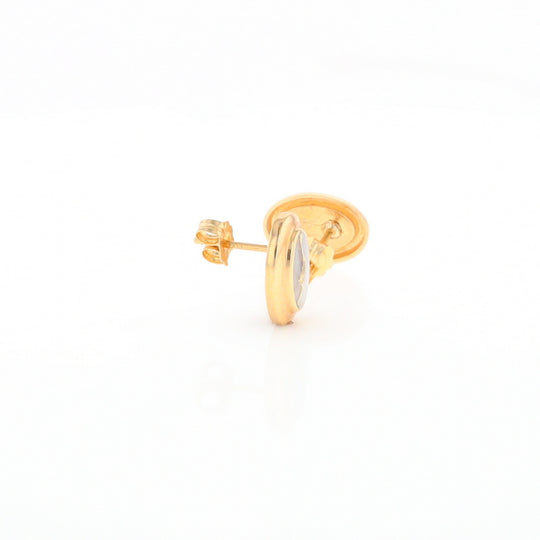 Gold Quartz Earrings Oval Inlaid Design Studs G2
