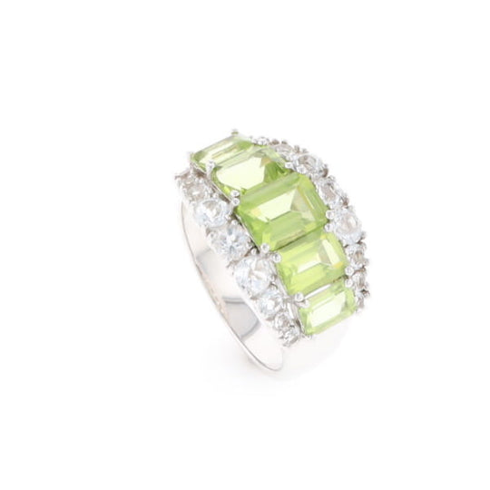 Peridot and CZ Cocktail Ring